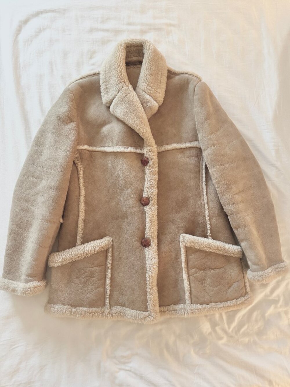 RARE Sawyer of Napa Sheepskin Shearling Coat Jacket Mens 44 XL Rancher Marlboro